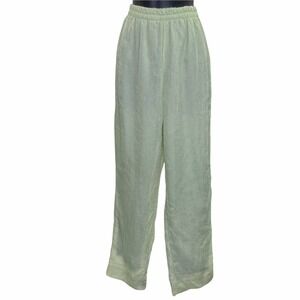TOP Season Solid Sage Green Elastic Waist Straight Leg Lightweight Pants